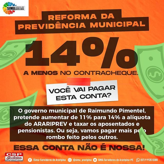 REFORMA DA PREVIDÊNCIA MUNICIPAL: VOCÊ VAI PAGAR ESSA CONTA, 14 % DE DESCONTO???